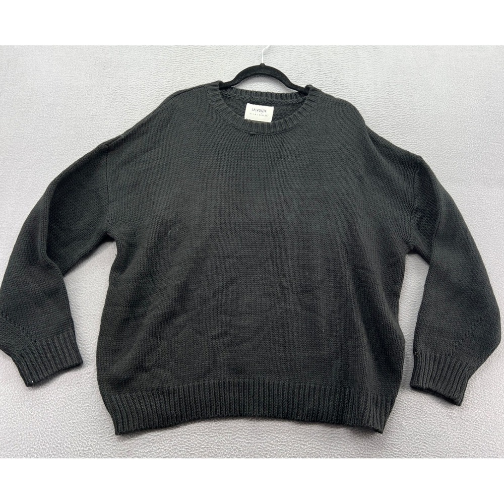 La Voute Lounge Oversized Crewneck Sweater Womens Black Knit Pullover 3XL